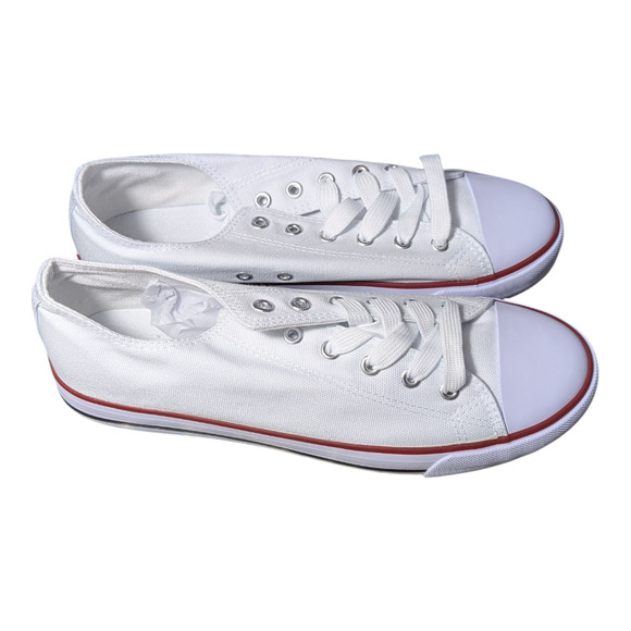 Women's Canvas Shoes - Size10 - White and Red - Rounded Toe Anti Slip Brand New - Picture 3 of 9